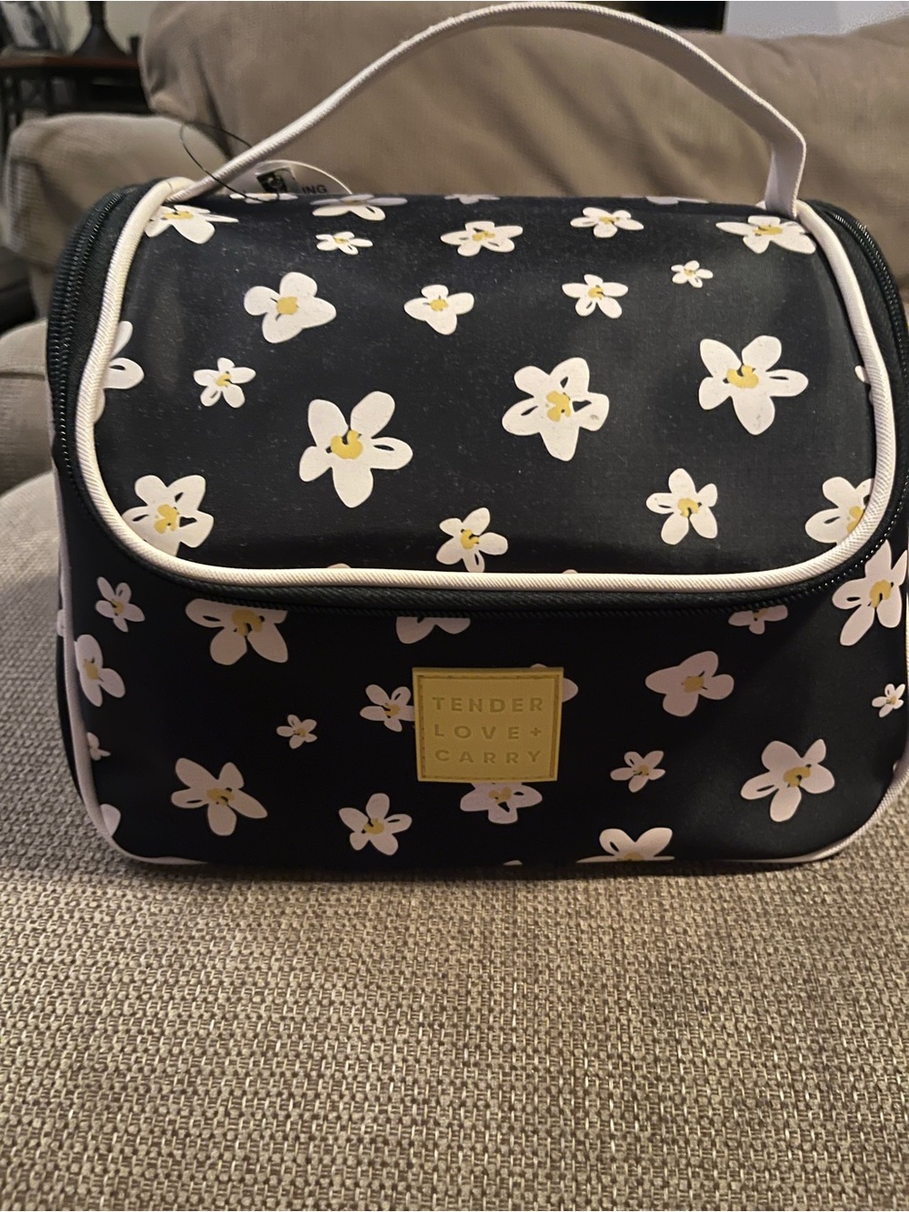 9x7 Black Floral Cosmetic Bag